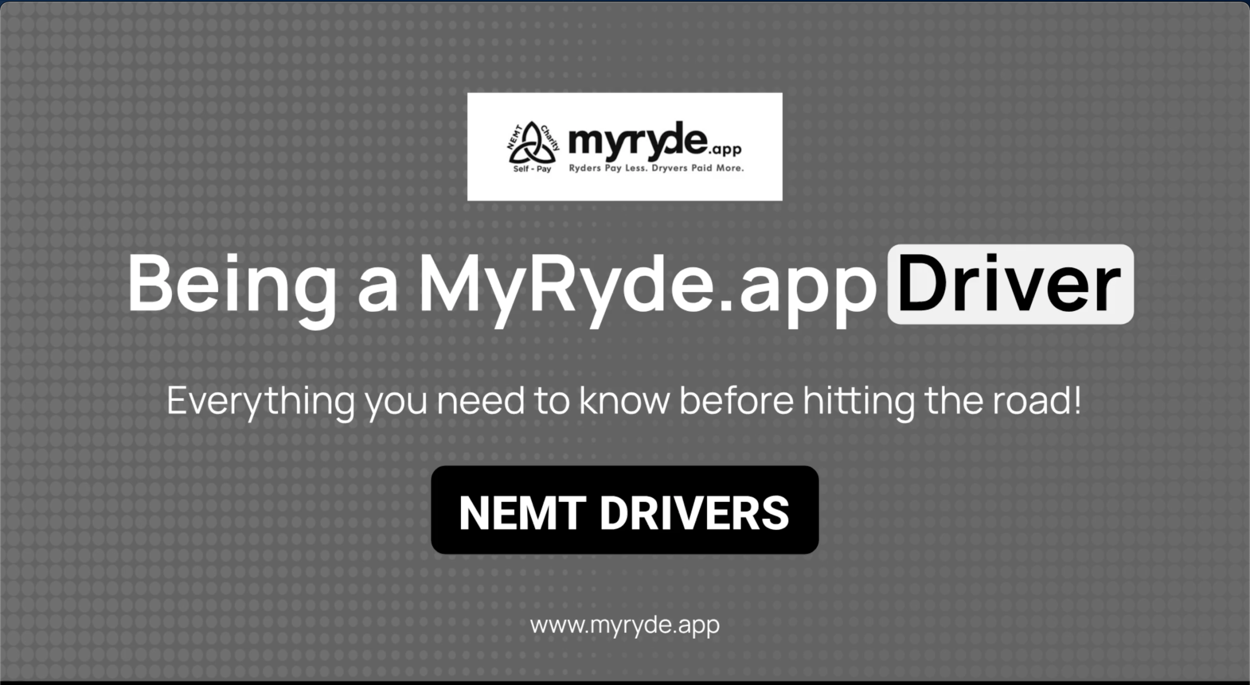 Being a myryde.app Dryver